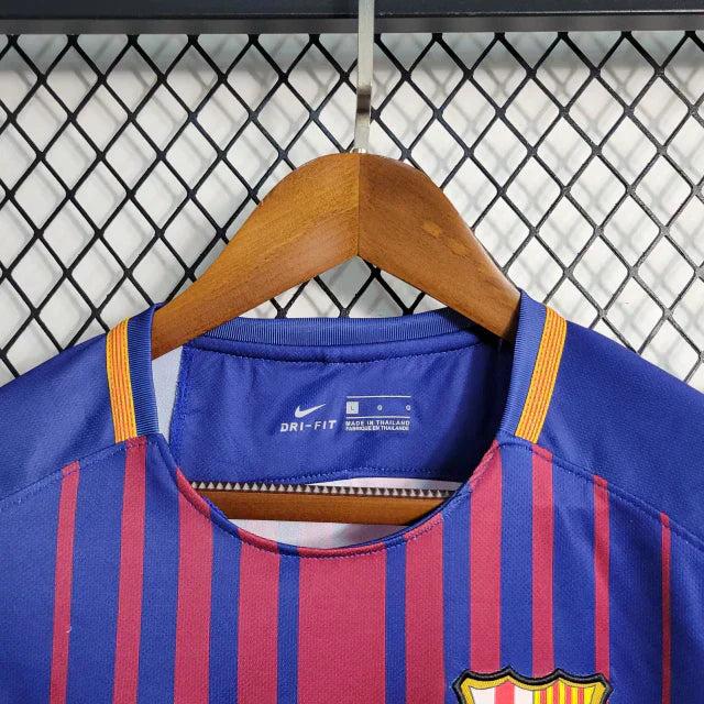 Camisa Retrô Barcelona I Home 2017/18 Masculino Azul Grená