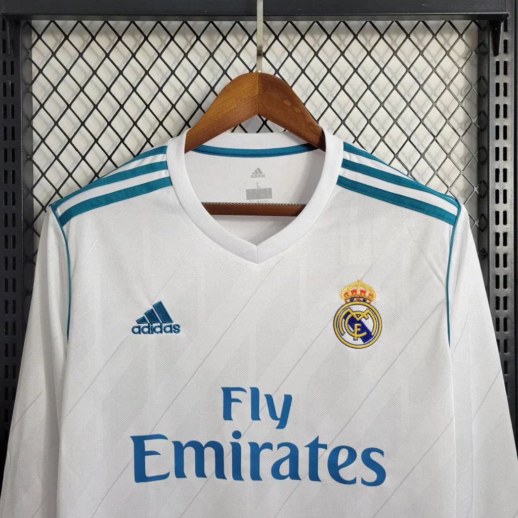 Camisa Manga Longa Retrô Torcedor Masculina Real Madrid I 2017