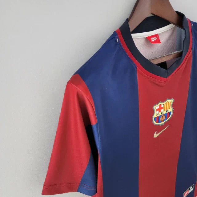 Camisa Retrô Barcelona Home 1998/99 Masculino - Azul e Grená