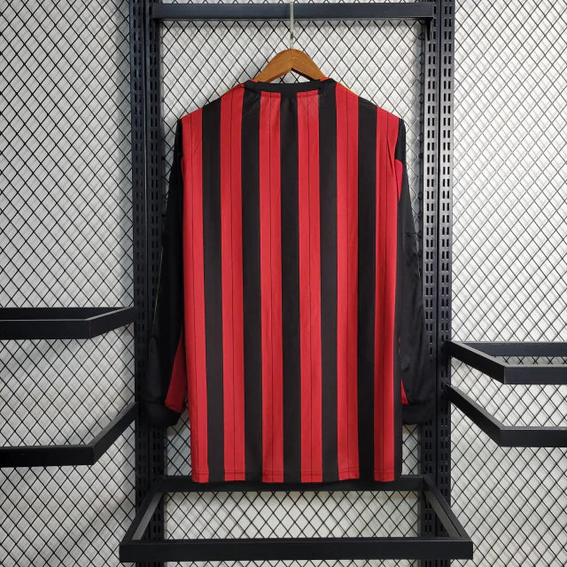 Camisa Retrô Milan I 2013/14 Manga Longa Vermelho e Preto